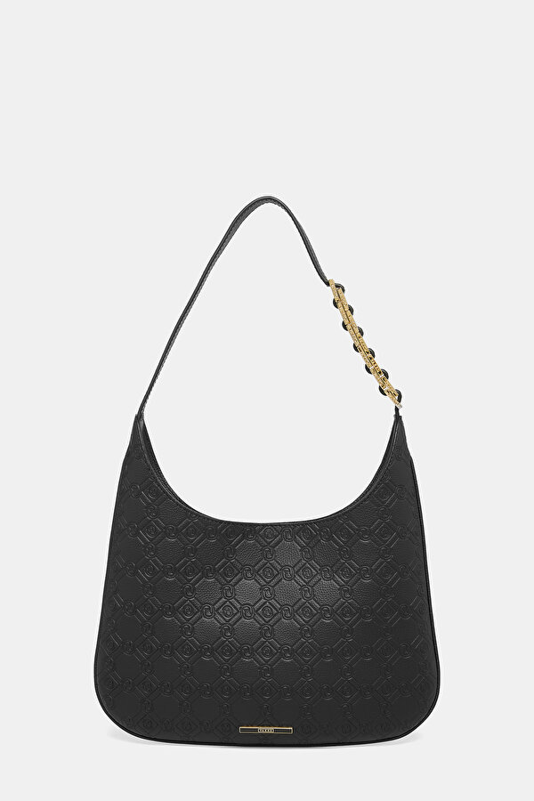 BLACK MONOGRAM LEATHER BAG