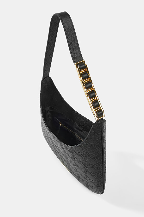 BLACK MONOGRAM LEATHER BAG 6