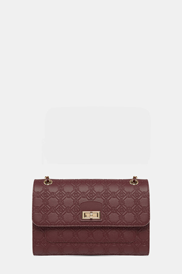 MAROON MONOGRAM LEATHER BAG