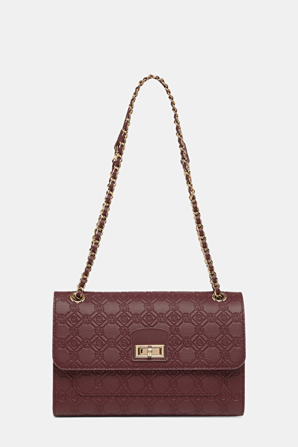 MAROON MONOGRAM LEATHER BAG 2