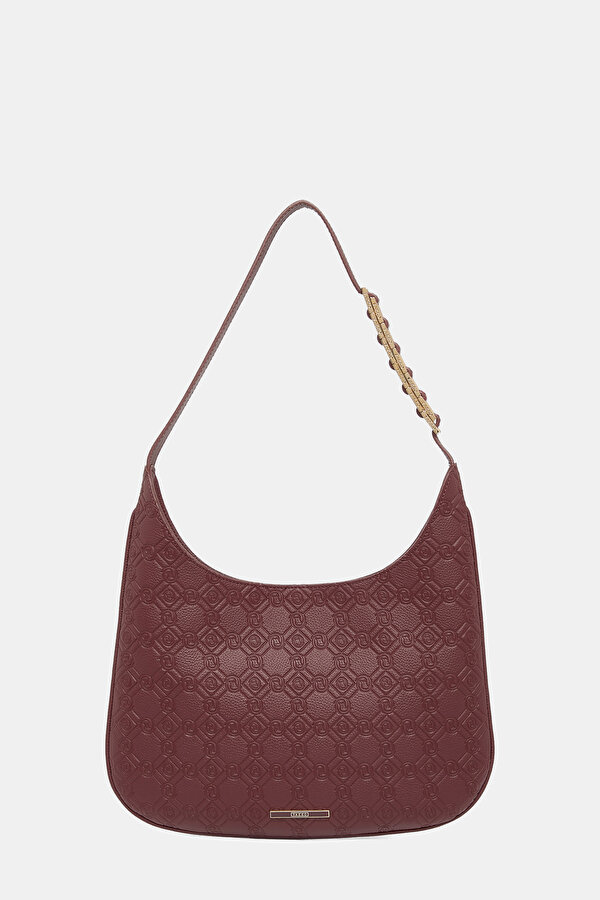 MAROON MONOGRAM LEATHER BAG