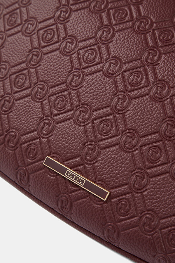 MAROON MONOGRAM LEATHER BAG 6