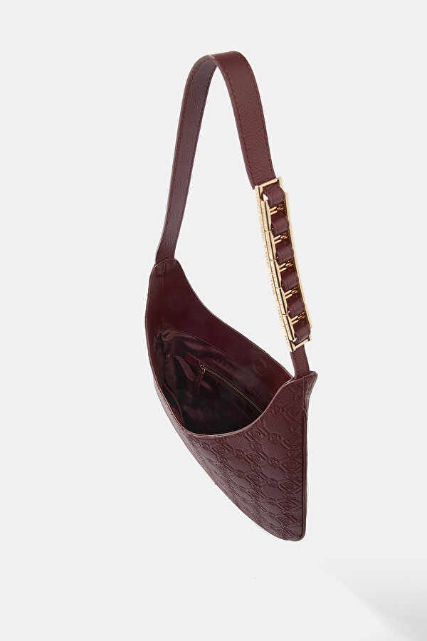 MAROON MONOGRAM LEATHER BAG 7