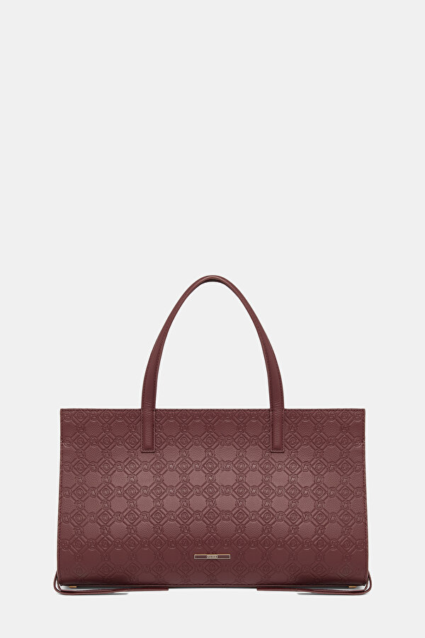 MAROON MONOGRAM LEATHER BAG