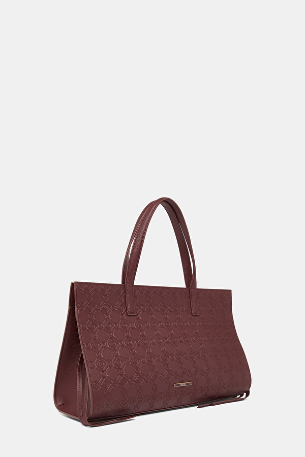 MAROON MONOGRAM LEATHER BAG 2