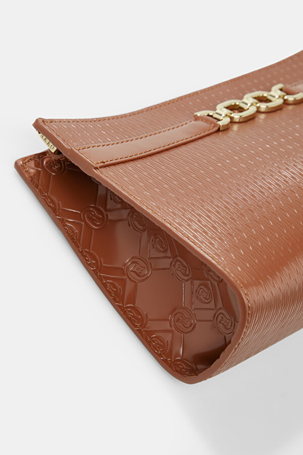 TAN MONOGRAM LEATHER BAG 6