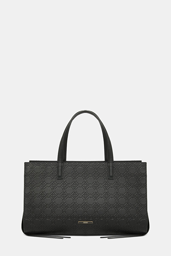 BLACK MONOGRAM LEATHER BAG
