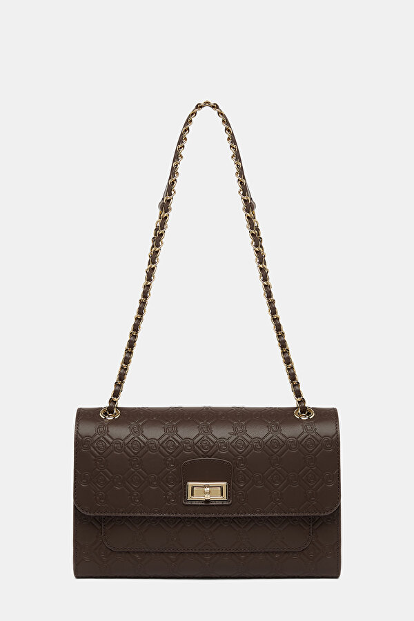 BROWN MONOGRAM LEATHER BAG 2