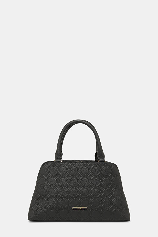 BLACK MONOGRAM LEATHER BAG