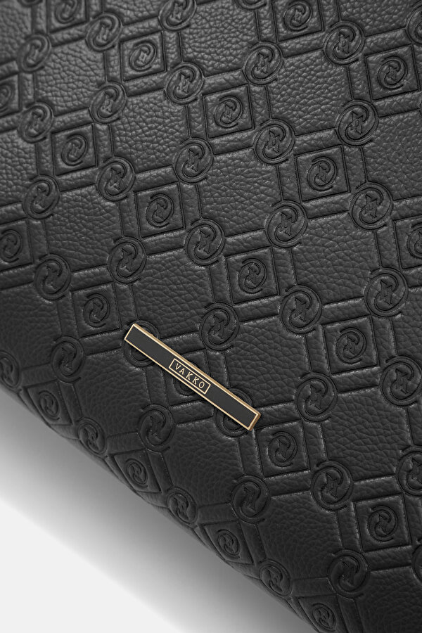 BLACK MONOGRAM LEATHER BAG 6