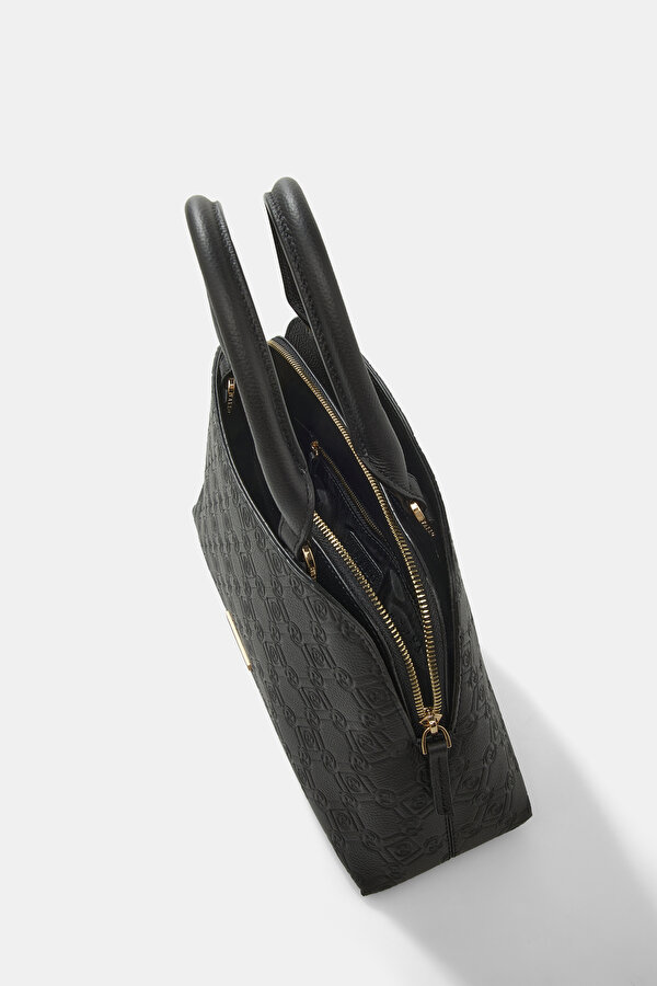 BLACK MONOGRAM LEATHER BAG 7