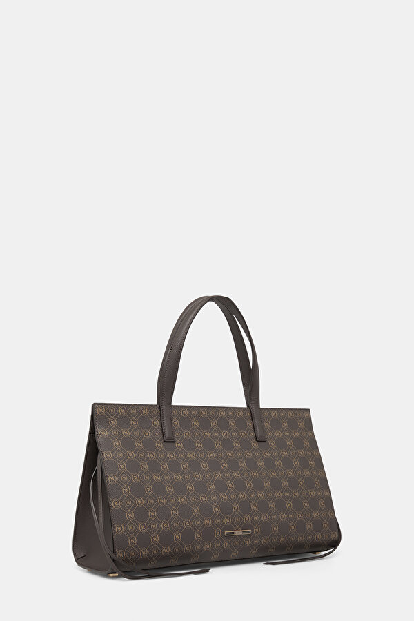 BEIGE MONOGRAM LEATHER BAG 2