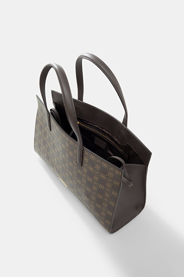 BEIGE MONOGRAM LEATHER BAG 6