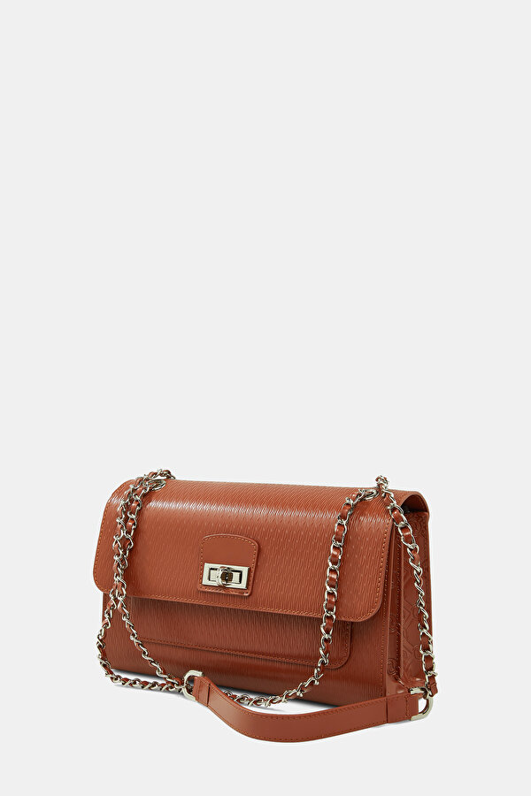TAN MONOGRAM LEATHER BAG 6