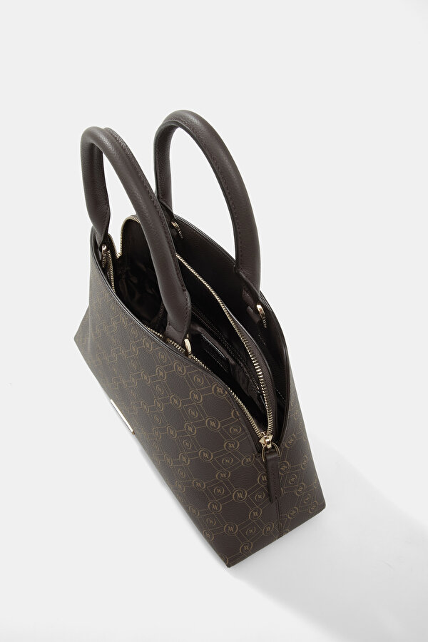 BEIGE MONOGRAM LEATHER BAG 7