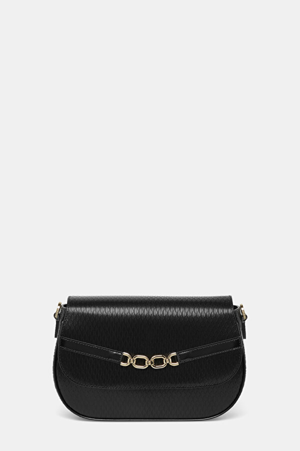 BLACK MONOGRAM LEATHER BAG
