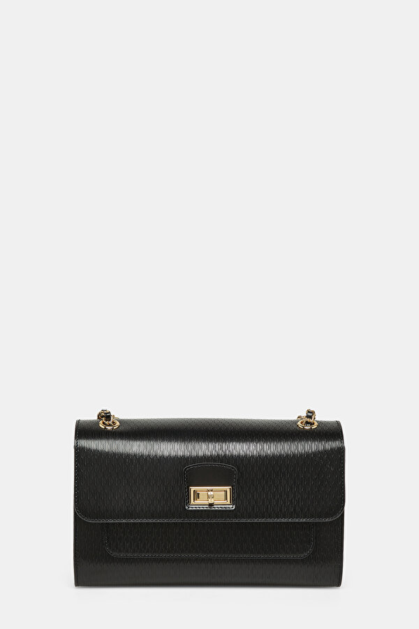 BLACK MONOGRAM LEATHER BAG