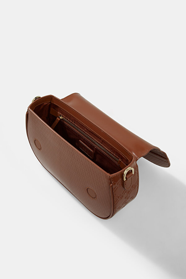 TAN MONOGRAM LEATHER BAG 7