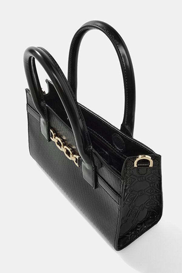 BLACK MONOGRAM LEATHER BAG 6