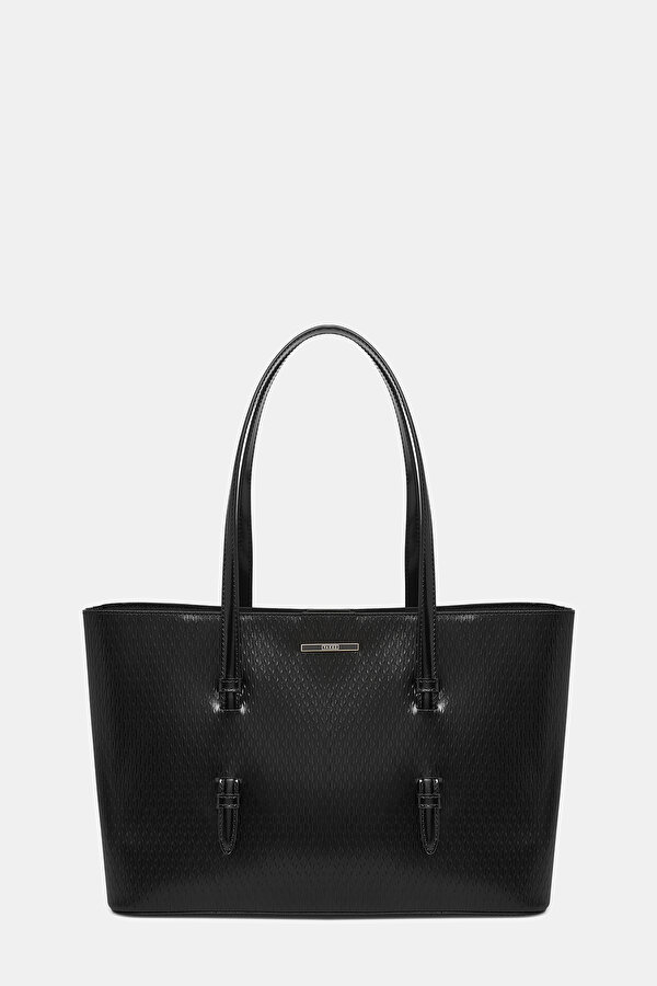 BLACK MONOGRAM LEATHER BAG