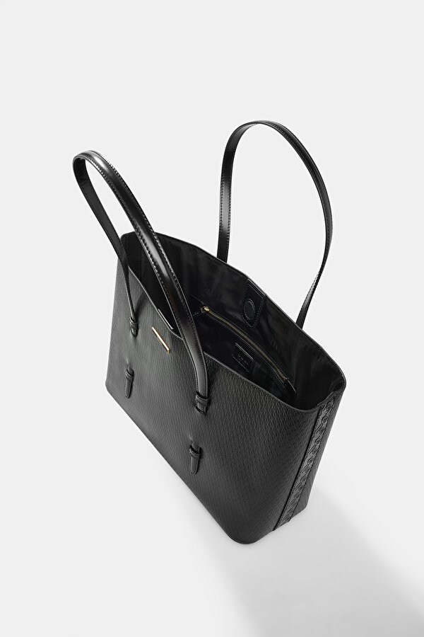 BLACK MONOGRAM LEATHER BAG 6