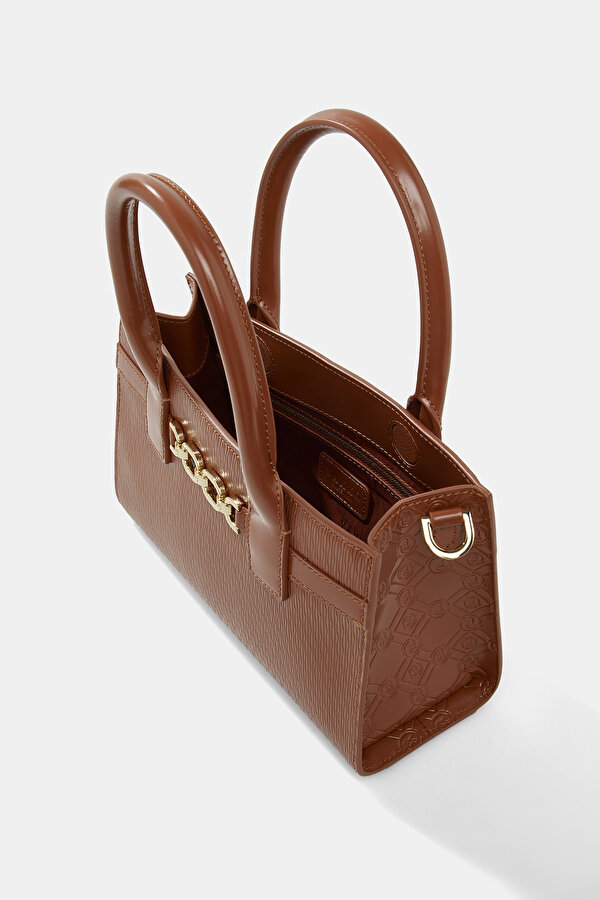 TAN MONOGRAM LEATHER BAG 6