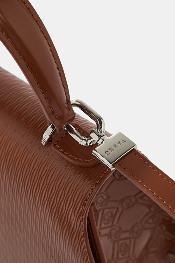 TAN MONOGRAM LEATHER BAG 6