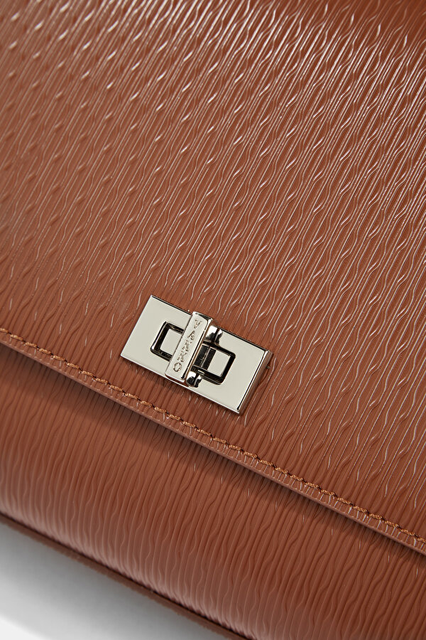 TAN MONOGRAM LEATHER BAG 7
