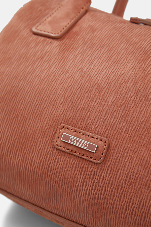 TAN MONOGRAM LEATHER BAG 6