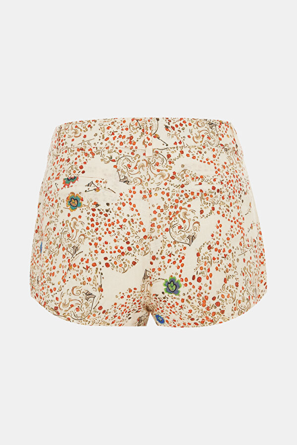 MAROON DESIGN FILLED LINEN SHORTS 2