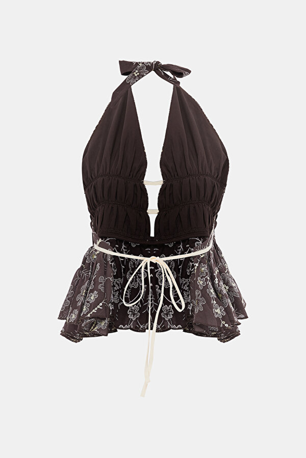 KAHVE ASKILI BLUZ 2
