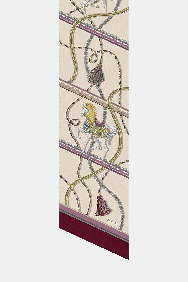 BORDO ANIMAL FİGÜRLÜ TWILL FULAR