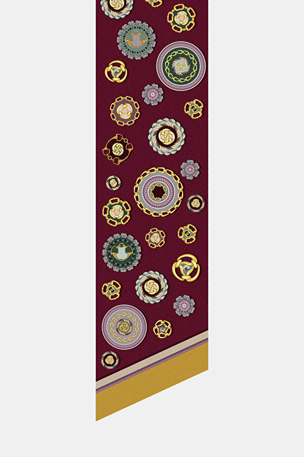 BORDO ANIMAL FİGÜRLÜ TWILL FULAR 2