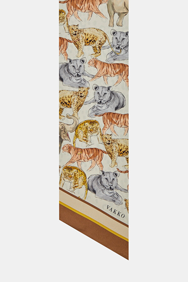 KAHVE ANIMAL FİGÜRLÜ TWILL FULAR