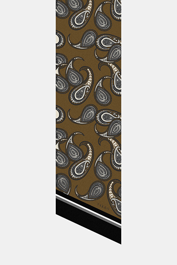 BLACK PAISLEY PATTERNED TWILL FOULARD