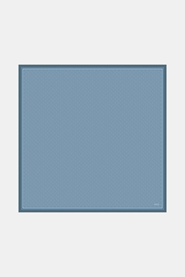 MAVİ MONOGRAM TWILL EŞARP