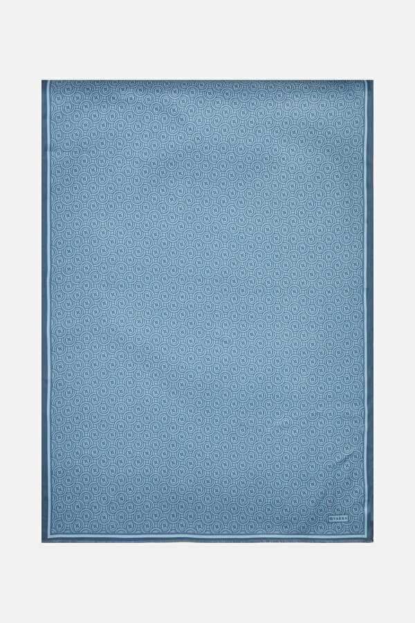 MAVİ MONOGRAM TWILL ŞAL