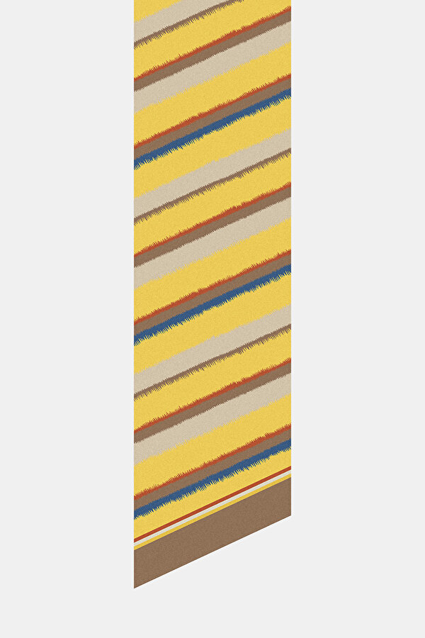 SARI ÇİÇEK DESENLİ TWILL FULAR 2