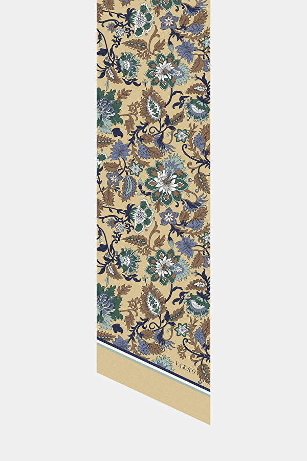 CAMEL ÇİÇEK DESENLİ TWILL FULAR
