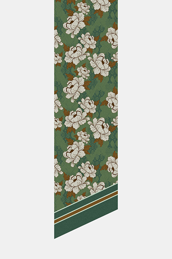 YEŞİL ÇİÇEK DESENLİ TWILL FULAR 2