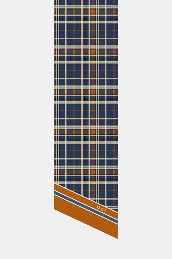 LACİVERT ÇİÇEK DESENLİ TWILL FULAR