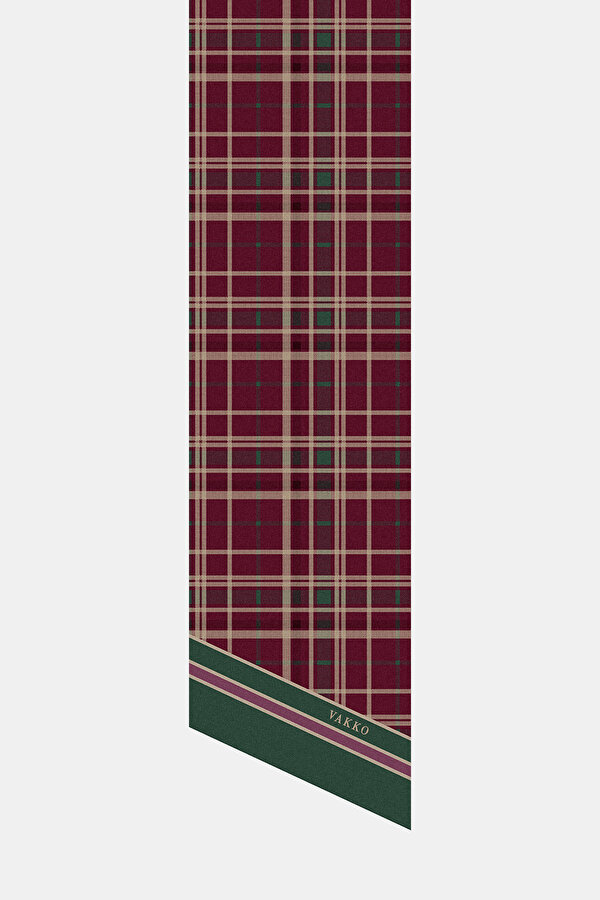 BORDO ÇİÇEK DESENLİ TWILL FULAR