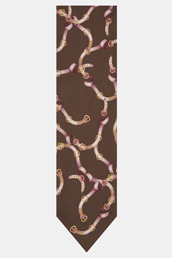 BROWN FLORAL PATTERN TWILL FOULARD 2
