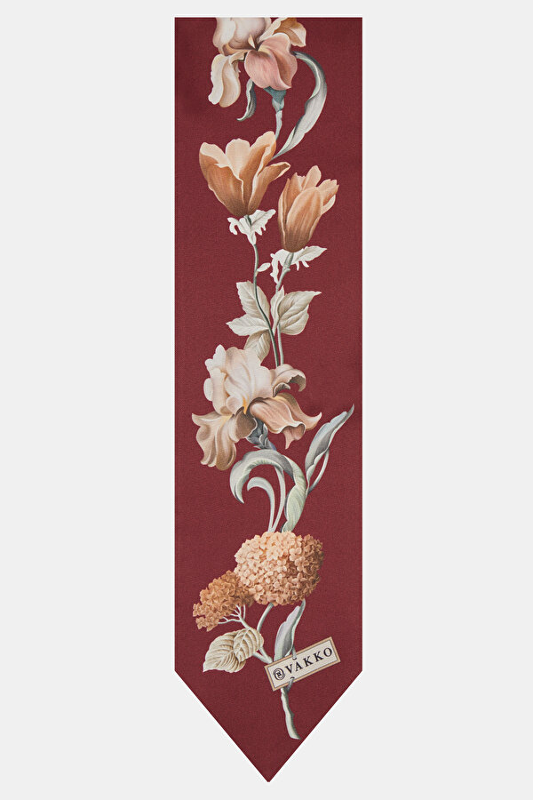 MAROON FLORAL PATTERN TWILL FOULARD