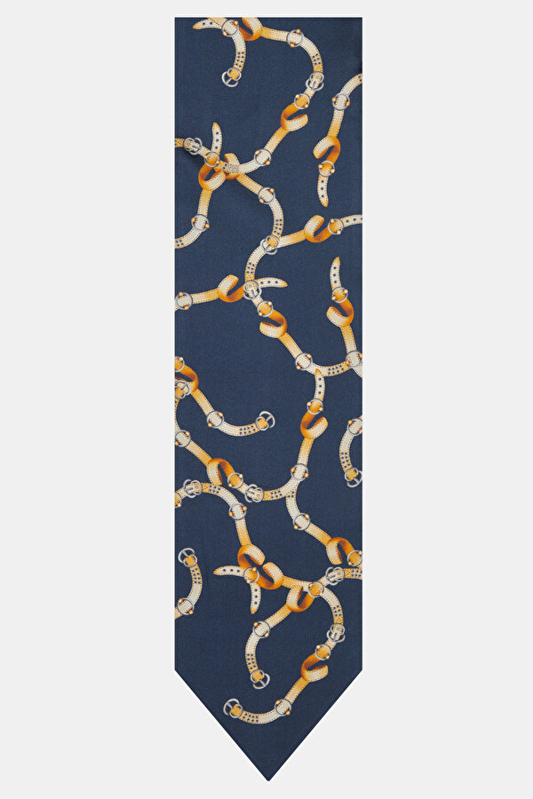 NAVY BLUE FLORAL PATTERN TWILL FOULARD 2