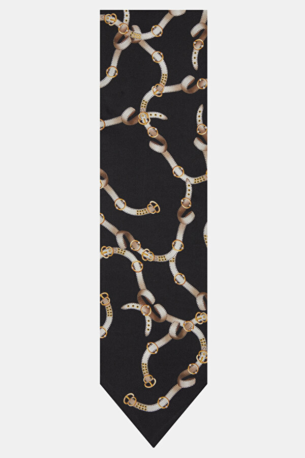 BLACK FLORAL PATTERN TWILL FOULARD 2