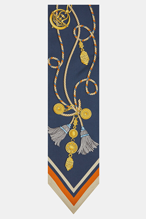 BLUE OBJECT DESIGN TWILL FOULARD