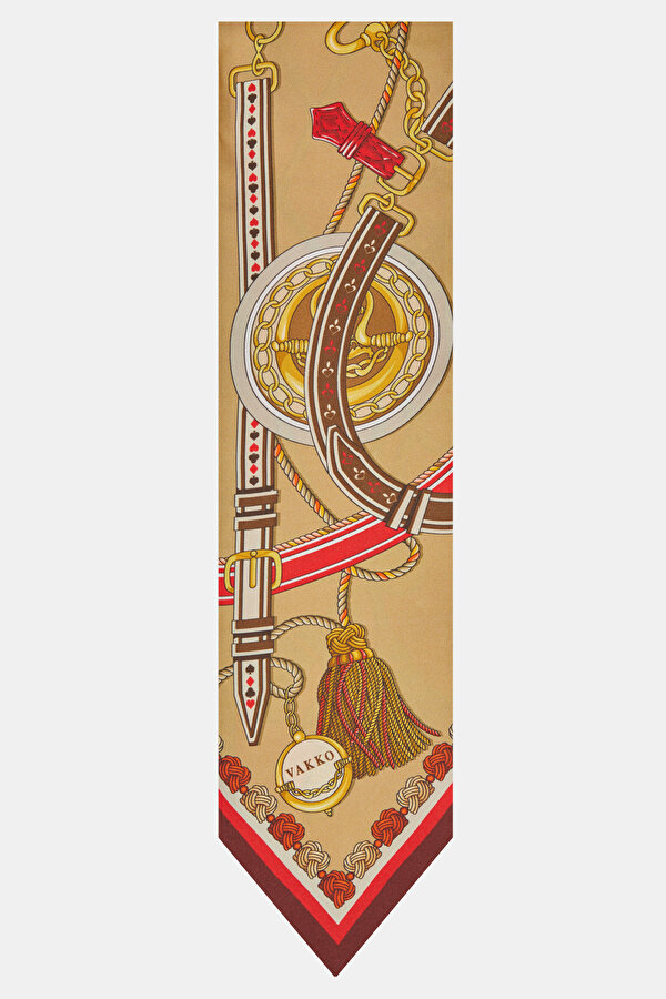 BEIGE OBJECT DESIGN TWILL FOULARD
