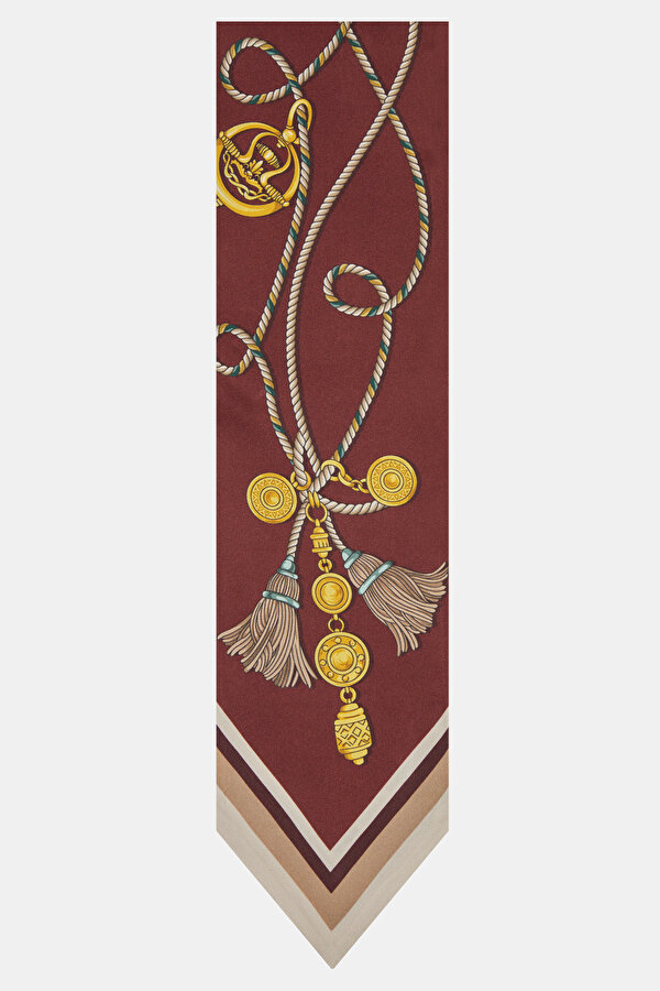 LIGHT BROWN OBJECT DESIGN TWILL FOULARD 2