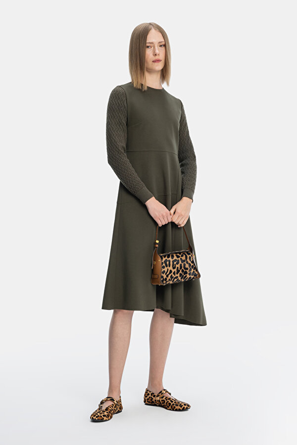 KHAKI LONG SLEEVE DRESS